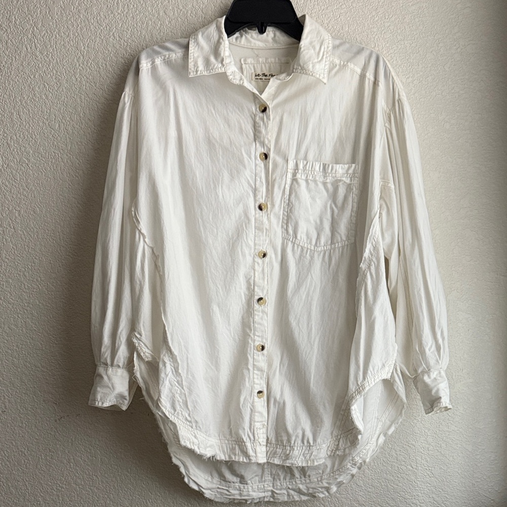 Free People Happy Hour Solid Poplin Top